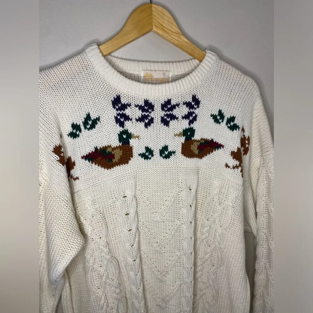 Rare Vintage North Country by Eatons Knit Duck Fair Isle Sweater - Picture 3 of 5
